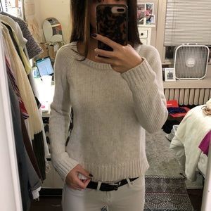 Cream white cropped knit sweater